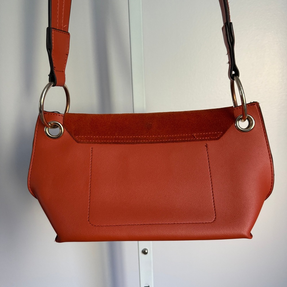 Parfois Shoulder Bag Suede Flap Closure Copper Color Purse - Picture 6 of 12